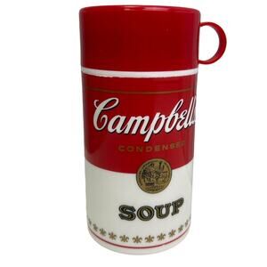Vintage 1998 Campbell's Soup Can-Tainer 11.5oz Plastic Thermos Stopper Cup Lid